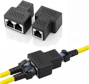 BUCIER RJ45 Splitter Adapter, USB 1 to 2 Network Connector Dual LAN Ethernet Socket 8P8C Extender Plug &Cable for Cat5, Cat5e, Cat6, Cat7