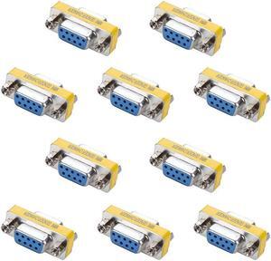 BUCIER DB9 Mini Gender Changer -10Pack 9 Pin RS-232 DB9 Female to Female Serial Cable Coupler Adapter