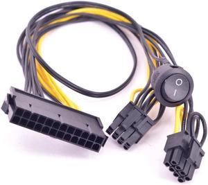 BUCIER ATX Power 24Pin to 2 Ports 6+2 Pin 8 Pin with On Off Switch cable PCIe 6Pin 8pin Male to 24 Pin Female Power Supply Cable