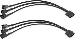 BUCIER 2 Pack Molex to 3 x 3 Pin or 4 Pin Computer PC Case Fan Power Splitter Adapter Cable, 10 inch