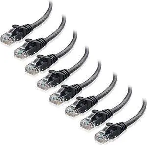 BUCIER 8Pack Snagless Short Cat5e Ethernet Cat5e Cat 5e in Black 7 ft