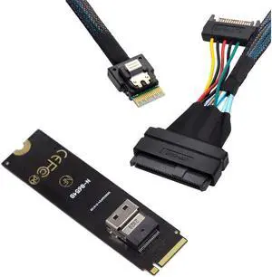 BUCIER Mainboard SSD Slimline SAS PCIe SSD Adapter NGFF M-Key NVME to SFF-8654 to U.2 U2 SFF-8639 NVME PCIe SSD Cable