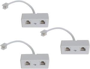 BUCIER [RJ11 Telephone Adapter] 3PCS 2-Way RJ11 6P4C Telephone Plug to RJ11 6P4C Socket Adapter and Splitter for Landline Telephone