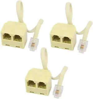 BUCIER 6P4C Male to Dual Female M/F Plug Cable Telephone Splitter Coupler Adapter 3pcs