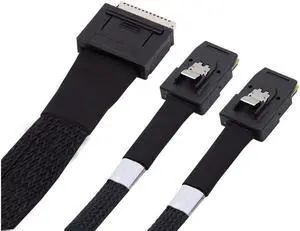 BUCIER OCuLink PCIe PCI-Express SFF-8611 8x 8-Lane to Dual SFF-8087 4x SSD Data Active Cable 50cm