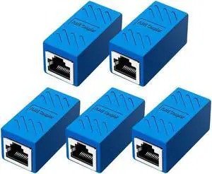 BUCIER RJ45 Coupler Ethernet Extension Connector Cat7 Cat6 Cat5e Ethernet Coupler Female to Female(Blue 5 Pack)