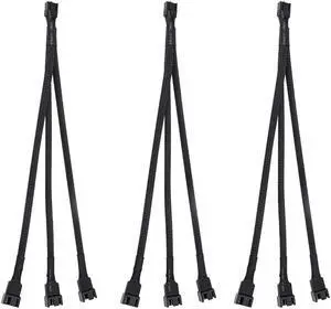 BUCIER Fan Splitter 3 Pack PWM Fan Splitter Cable 3 Way 4 Pin 3 Pin Sleeved Braided Extension Power Cable 1 to 3 Converter for PC Matherboard Desktop Computer CPU Fan 10.6 inches