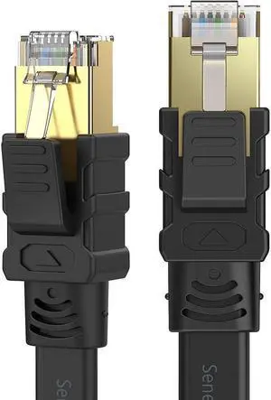 BUCIER Cat 8 Ethernet Cable 1.5 ft High Speed, 26AWG Heavy Duty Shielded Ethernet Cord, 40Gbps 2000Mhz Flat Internet Network Patch Cord, Outdoor&Indoor, LAN Cable for Gaming, PS5/4/3, Modem, Router