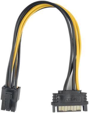 BUCIER 1PCS 15pin SATA Male To 6pin PCI-E Power Supply Cable 20cm SATA Cable 15-pin To 6 Pin Adapter Cable 18AWG Wire For Graphic Card