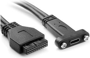 BUCIER USB 3.1 Type C USB-C Female Single Port to USB 3.0 Motherboard 19pin Header Cable 40cm