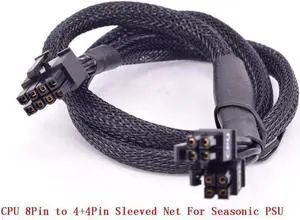 BUCIER CPU 8pin to 4+4pin Power Supply Cable ATX 12V P4 to P8 With Net for Seasonic KM3 Series X-750 X-850 SS-1050XP3 M12II Evo Series 620 650 750 850 Snow Silent 750 1050 FOCUS PLUS Gold SSR-850FX