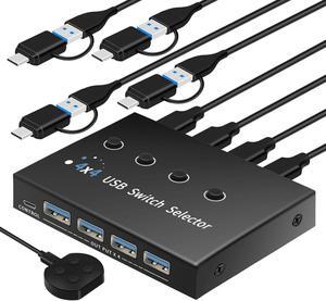 usb switch 3 computers 4 computers,usb switcher 2 computers share keyboard mouse switch, USB 3.0 switch USB-A&C cable usb c switch selector,usb km switch,With USB-A&C cable and desktop controller