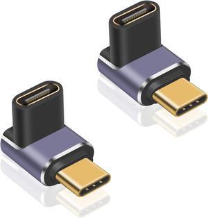 BUCIER 90 Degree USB C Adapter 40Gbps, USB C 90 Degree Adapter PD 240W, USB C Adapter 90 Degree Male to Female USB C Extender Support 8K Video with LED Light for ipad, MacBook, Tablet, Phone,2pcs