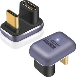 BUCIER 180 Degree USB C Adapter 240W, 2-Pack U Shape USB C 180 Degree Angled USB 4.0 Type C Extender Connector Support 40Gbps Data & 8K Video for Thunderbolt 4/3, Laptop, MacBook