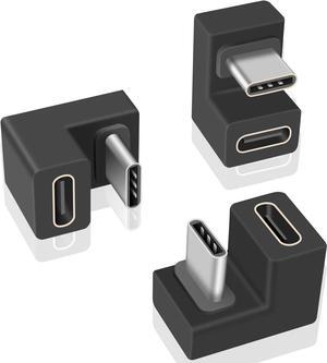 BUCIER USB C U Shape Adapter, 3-Pack USB C 180 Degree Adapter, 10Gbps USBC to USBC Extension Adapter with (Type-C 3.1 Gen 2) Data Fast Charging Connector for Mobile Phone, Laptop,Galaxy