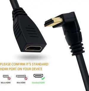 BUCIER 8K HDMI Extension Cable, Short HDMI 90 Degree Down Angle Male to Female HDMI 2.1 Cable 48Gbps with 8K 60Hz Video and 3D HDR for TV/Xbox /PS4 /PS5 (Down M/F), 0.5feet
