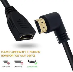 BUCIER 8K HDMI Extension Cable, Short HDMI 90 Degree Left Angle Male to Female HDMI 2.1 Cable Adapter 48Gbps with 8K 60Hz Video and 3D HDR for TV/Xbox /PS4 /PS5 (Left M/F), 0.5feet