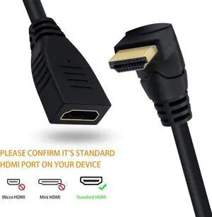 BUCIER 8K HDMI Extension Cable, Short HDMI 90 Degree Male to Female HDMI 2.1 Cable 48Gbps with 8K 60Hz Video and 3D HDR for TV/Xbox /PS4 /PS5 (Up Angle), 0.5feet