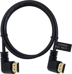 8K HDMI 2.1 Cable 1.64feet/0.5M,8K HDMI 48gbps 90 Degree Left Angle HDMI Male to Left Angle HDMI 2.1 Cable with 8K 60Hz Video and 3D HDR for TV/Xbox /PS4 /PS5