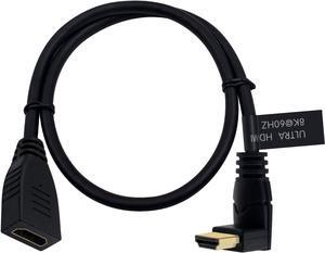 BUCIER 8K HDMI Extension Cable 2ft, 48Gbps 90 Degree Down Angle Male to Female HDMI 2.1 Cable Support High Speed 3D Ultra HDR 8K@60Hz, 4K@120Hz for PC, Laptop, Xbox, PS5