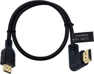 BUCIER 8K HDMI Cable 2feet, HDMI 2.1 Cable 90 Degree Left Angle HDMI Male to Male 8K HDMI Cable 48gbps 2.1 Cable Support 8K@60Hz 4K@120 7680P 8K HDMI 2.1 Cable for TV/Xbox /PS4 /PS5(M/M Left)