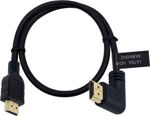 BUCIER 8K HDMI Cable 2feet, 48gbps 90 Degree Right Angle Male to Male HDMI 2.1 Cable Support 8K@60Hz 4K@120 7680P for TV/Xbox /PS4 /PS5(M/M Right)