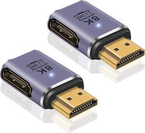 8K HDMI Extension Adapter, 48Gbps HDMI Male to Female Extender Adapter 90 Degree UHD 2.1 Video and Audio Connector for HDTV, Switch, Xbox One, PS5, Laptop, 2-Pack