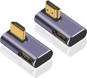 BUCIER 8K HDMI 90 Degree Adapter, 270 Degree Left and Right Angle HDMI 2.1 Adapter, Male to Female Extender, 48Gbps, 8K@60Hz for HDTV Laptop PS5 Xbox, 2-Pack