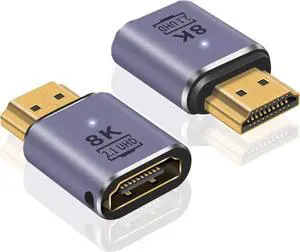 BUCIER HDMI Extension Adapter 8K, UHD 48Gbps HDMI 2.1 Male to Female Adapter Connector Supports 8K@60Hz, 4K@120Hz, 3D HDR for Laptop,DVD,TV, Monitors,TV, PS5, 2-Pack