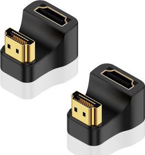 BUCIER 8K HDMI 180 Degree Adapter, 8K@60Hz, 48Gbps, U Shaped Down Angle HDMI 2.1 Male to Female Extender Adapter with LED Light for HDTV, PS5, Laptop, Monitor, 2Pack