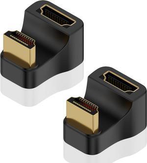 BUCIER 8K U Shaped HDMI Adapter, Up Angle 180 Degree HDMI 2.1 Extender Male to Female Extension With LED Indicator for HDTV, PS5, Laptop, 48Gbps, 2-Pack