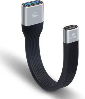 BUCIER USB C Female to USB Female Adapter, USB 3.1 Type C to Type A Extender Cable, 10Gbps Data Transfer, Soft Flat Design, Compatible with iPhone, MacBook, Power Bank, Galaxy,13cm