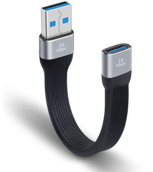 BUCIER Short USB 3.0 Extension Cable, 5inch Flat FPC USB Extension Cable, 10Gbps Type A Male to Female Extender Cable for VR, PlayStation, Keyboard, Printer, Scanner, USB Hub
