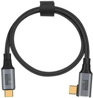 BUCIER 1.5ft USB C to USB C Cable, Right Angle 90 Degree Type C Charger Cord, 8K@60Hz 100W PD 40Gbps Data Transfer Braided Type C Charging Cable for Galaxy S23, iPhone 15, MacBook