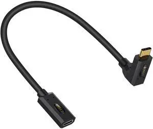 BUCIER 240W USB C Extension Cable 1ft, 40Gbps USB Type C Extension Cable Short, 90 Degree USB 4 Extension Cable with 8K Video, Up&Down Type C Extender Cord for Thunderbolt 4 and Laptop