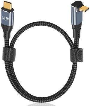 BUCIER USB C 90 Degree Cable 10 ft, 240W Fast Charging PD 3.1 Type C to Type C Cable Short Braided 3A 90 Degree Up Down Angle USB C Cable for iPad Pro Galaxy Air MacBook