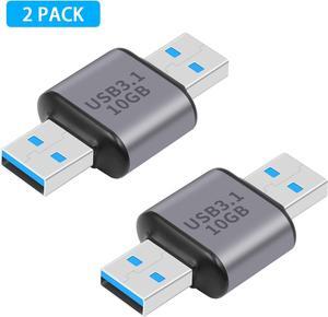 BUCIER 10Gbps USB 3.0 Adapter Male to Male, USB 3.0 Type A to Type A Connector for Hard Driver, Laptop, DVD Player, Hub, Monitor, Camera, 2-Pack