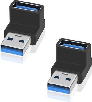 BUCIER 90 Degree USB 3.0 Adapter, 10Gbps USB Extender Adapter, Type A Male to Female Cable Adapter, UP Angle Type A to A Adapter for Hard Drive, Keyboard, Laptop, 2Pack