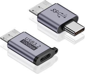 BUCIER USB C to Micro B Adapter (2 Styles), USB C to Micro B Male & Female Adapter, 10Gbps Hard Drive Data Charging Adapter for External Hard Drives Cable