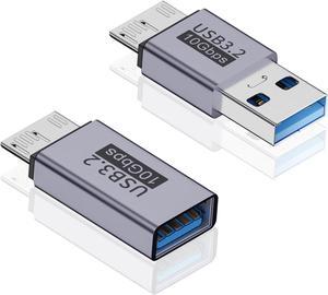 BUCIER USB A to Micro B Adapter (2 Styles), USB to Micro B Male Female Converter for 10Gbps Data Charging Hard Drive Cable for External Hard Drives