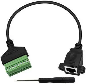BUCIER RJ45 Screw Terminal, RJ45 to 8Pin Screw Terminal Adaptor Connector, Ethernet Extender RJ45 8P8C Female to 8 Pin Screw Terminal Breakout Board Cable for Cat7/6/5/5e Network CCTV DVR, 12inch