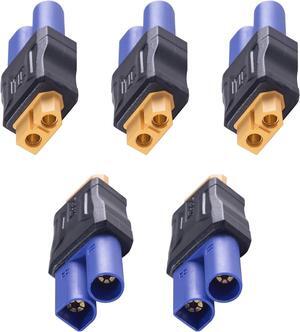 BUCIER EC5 to XT60 Adapter Injection Molded Connectos, 5Pack EC5 Male to XT60 Female Connector, No Wires Connectors RC Battery Adapter for Battery Micro Drone