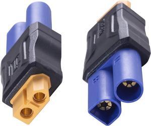 BUCIER EC5 Male to XT60 Female Connector Adapter 2Pack, EC5 to XT60 Adapter Extender RC Connector Adapter, XT60-EC5 No Wires Connectors RC Battery Adapter for Battery Micro Drone