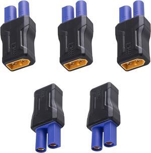 BUCIER XT60 to EC5 Connector 5Pack, EC5 to XT60 Male to Female Adapter Injection Molded Type RC Connector Adapter, No Wires Connectors RC Battery Adapter for Battery Micro Drone