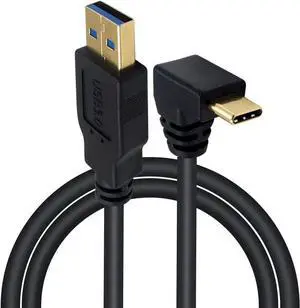 BUCIER Type C 90 Degree Cable, 1M/ 3.3 ft USB A to USB C Charger Cable, USB 3.0 Type A Male to USB 3.1 Type C Male Fast Charging Upward or Downward Angle USB C Charger Cable Cord