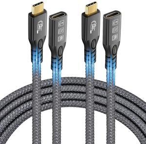 BUCIER USB C 3.2 Extension Cable, 2PCS 20Gbps USB 3.2 Gen2 Type-C Male to Female Extender Cable Ultra HD 4K@60Hz 240W Charging Data Transfer Compatible with External SSD (2PCS Extension Cable 0.25M)
