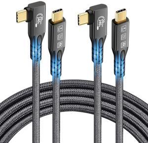 BUCIER USB C 3.2 Gen2 20Gbps Cable, 2PCS 90Degree Type C 4K@60Hz UHD Video 5A/240W PD3.1 Fast Charge Cord with E-Marker Compatible with Thunderbolt 3/4 for 15Pro MacBook (2PCS 90Degree 20G 240W 0.5M)