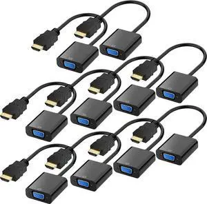 BUCIER HDMI to VGA, Gold-Plated HDMI to VGA Adapter (Male to Female) for Computer, Desktop, Laptop, PC, Monitor, Projector, HDTV, Chromebook, Raspberry Pi, Roku, Xbox and More - Black 10 packs BUCIER HDMI to VGA, Gold-Plated HDMI to VGA Adapter (Male to Female) for Computer, Desktop, Laptop, PC, Monitor, Projector, HDTV, Chromebook, Raspberry Pi, Roku, Xbox and More - Black 10 packs