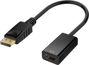BUCIER 4K DisplayPort (DP) to HDMI Adapter, Gold-Plated Uni-Directional Display Port PC to HDMI Screen Converter (Male to Female) Compatible with HP, D.ell, L.enovo & More, Passive - Black