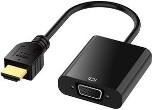 BUCIER HDMI to VGA with Audio, Gold-Plated Active HDMI to VGA Adapter (Male to Female) with Micro USB Power Cable & 3.5mm Audio Cable for PS4, MacBook Pro, Mac Mini, Apple TV and More - Black